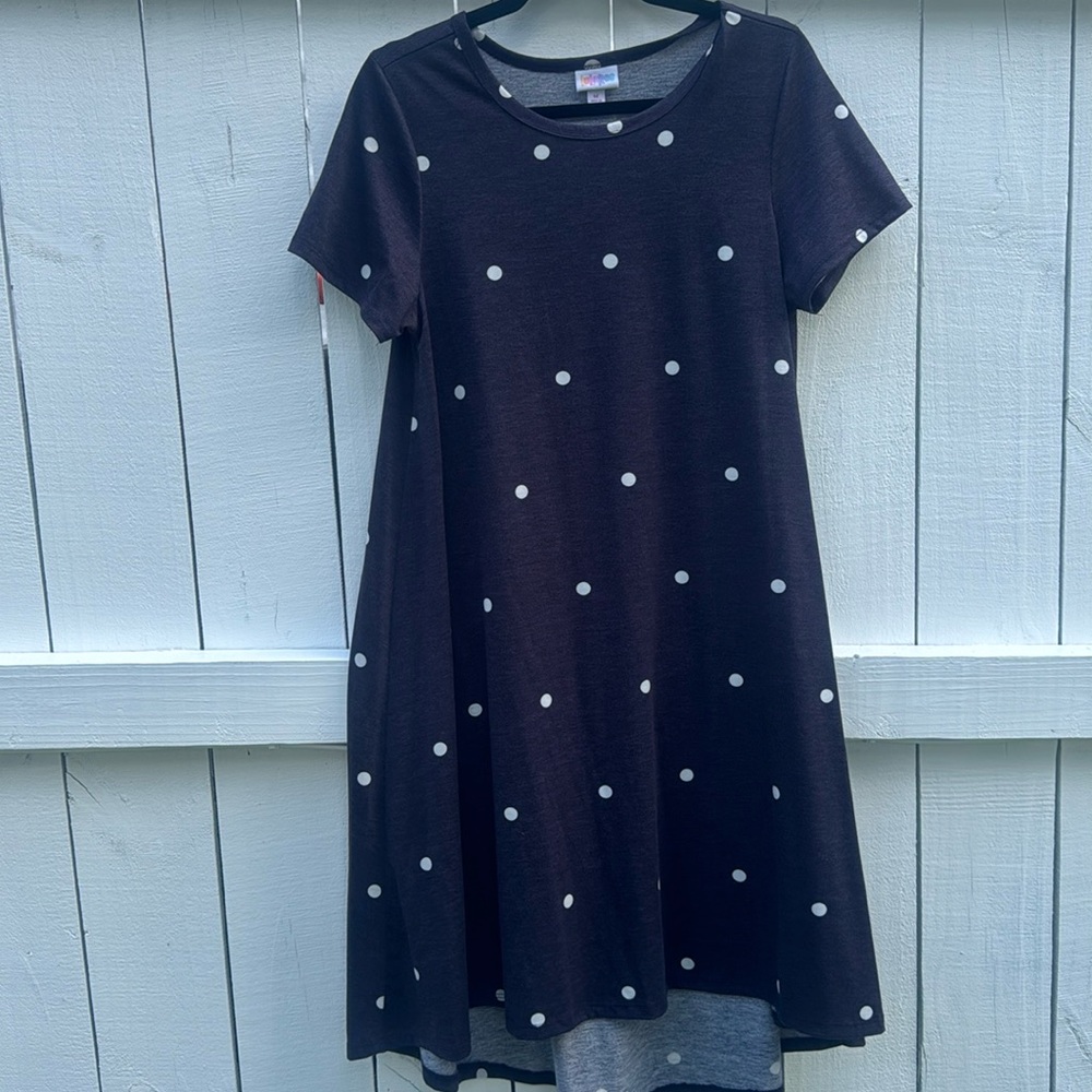Lularoe Pocketless purple polkadot Carly dress